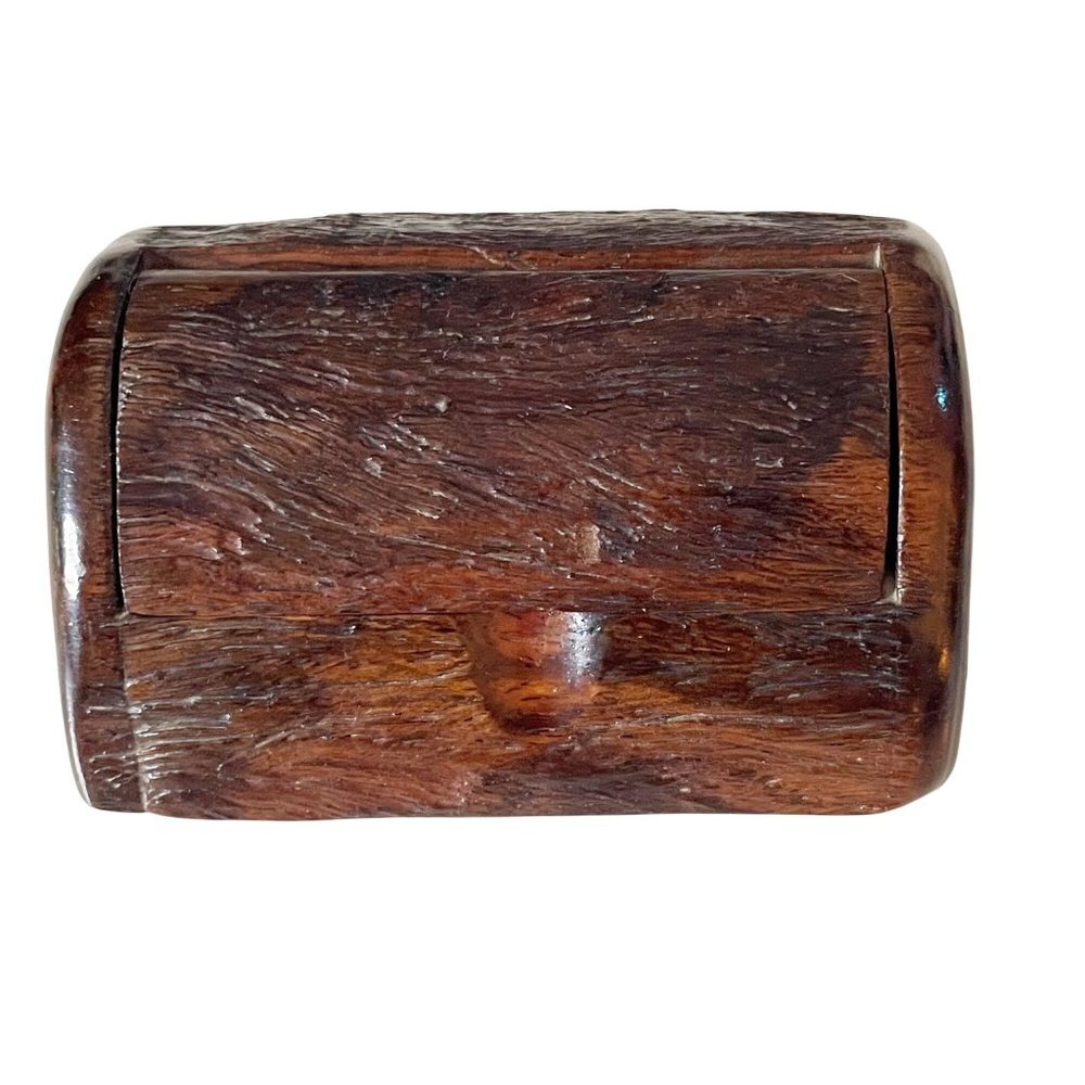 Vintage Hand Carved Pine? Wood Toothpick Holder Signed Marcos C.R. 96